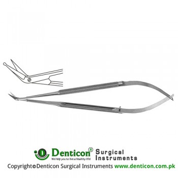 Micro Vascular Scissors Round Handle - Delicate Blades - Angled 45° Stainless Steel, 16.5 cm - 6 1/2" 